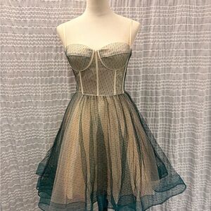 Chic Strapless Cream and Black Dress